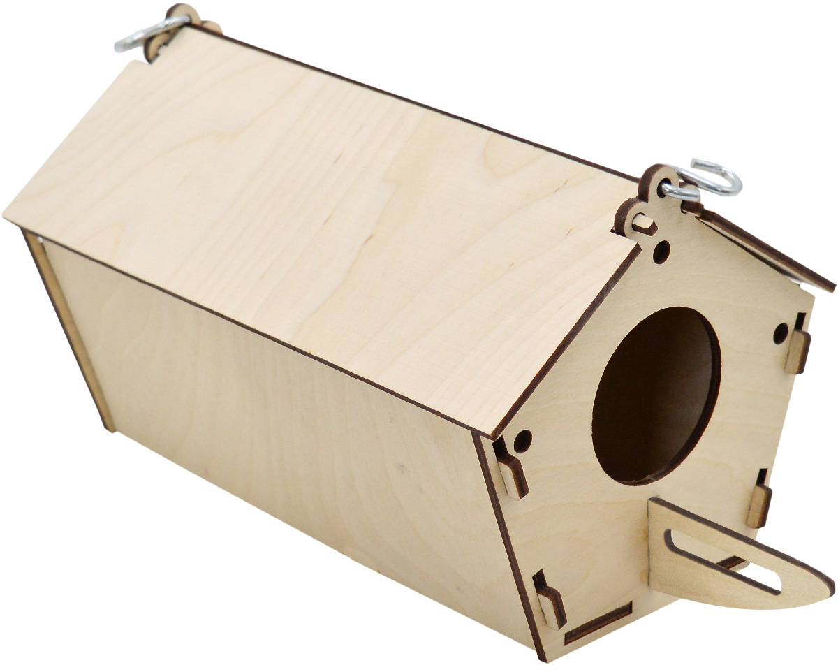 Домик для птиц Скворечник пятиугольный, крепление к клетке, фанера 14*27*13 см фото, цены, купить