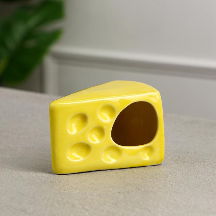 Кормушка для грызунов "Сыр" жёлтая, керамика 10*7 см
