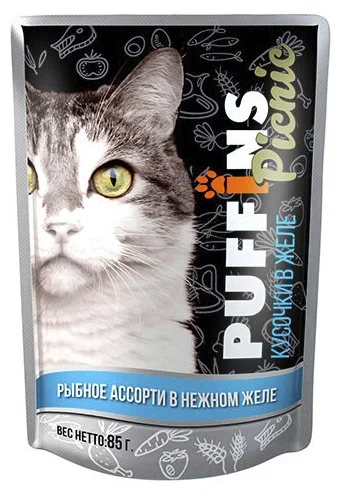 Puffins Picnic пауч 85г рыбное ассорти в желе для кошек фото, цены, купить