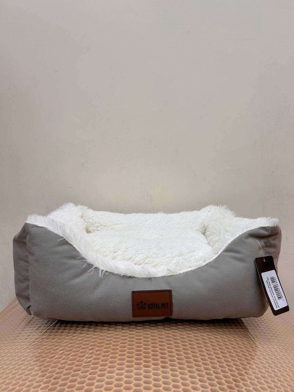 Лежак Элегант вельвет молочный меховой борт №3 фото, цены, купить