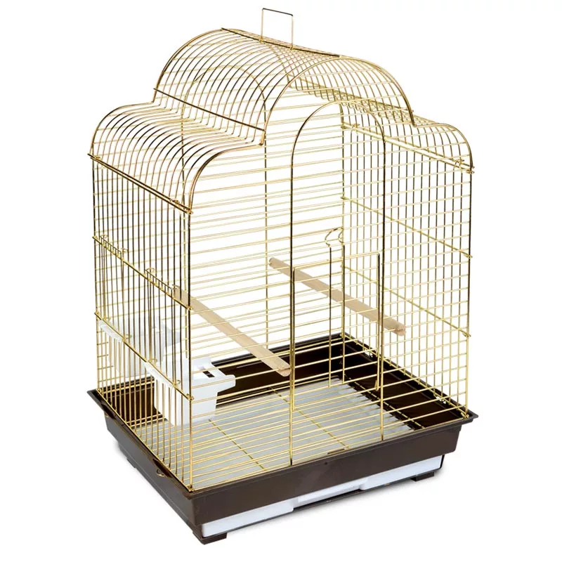 ТМ "Золотая клетка" Клетка для птиц средняя, фигурная крыша - Золото фото, цены, купить