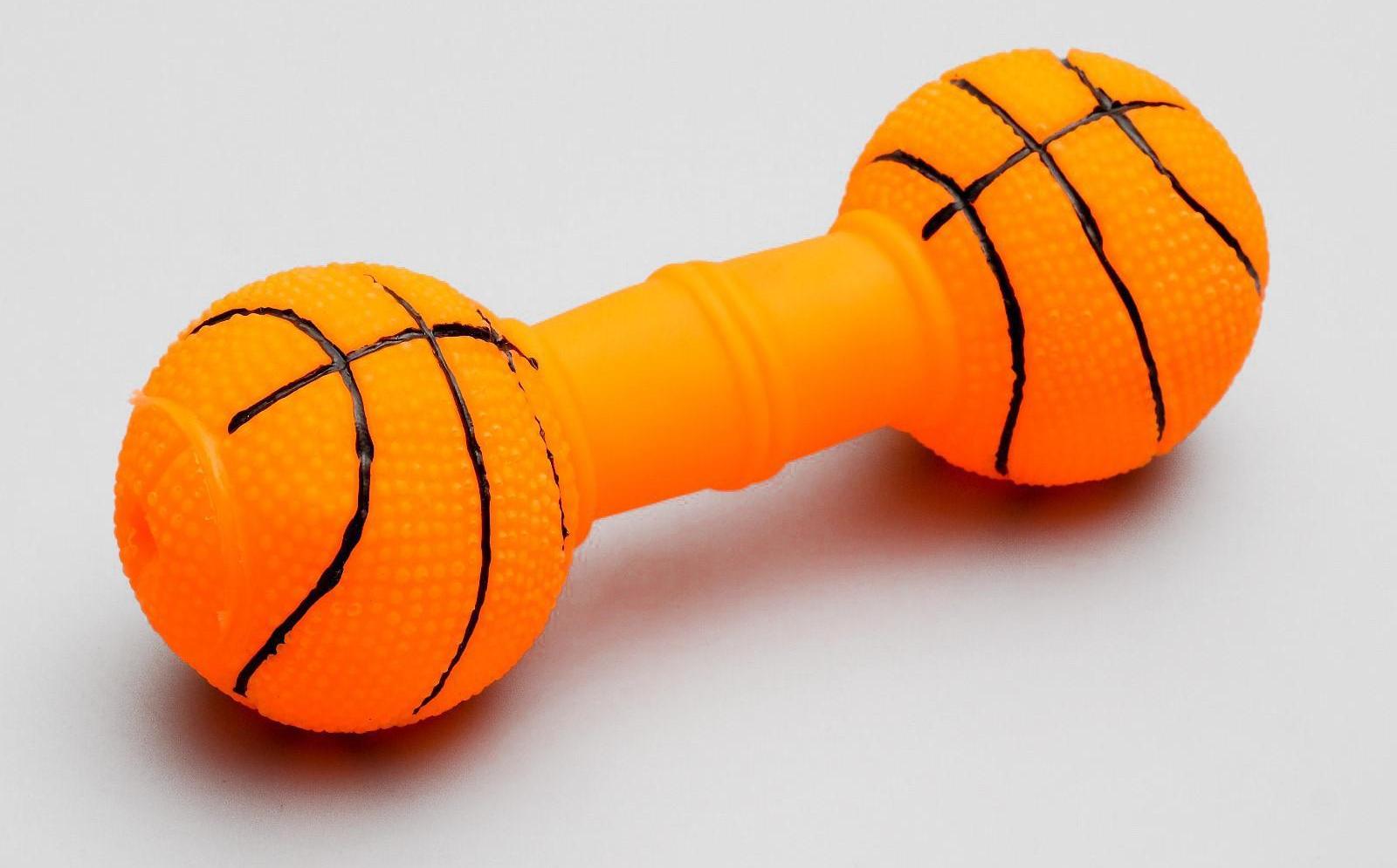 Игрушка резиновая "Баскетбольная гантель", 15,5 х 6 см, микс цветов фото, цены, купить