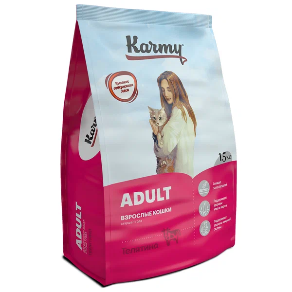 KARMY Adult с телятиной для кошек 1,5кг фото, цены, купить