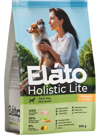 ELATO Holistic Lite для собак мелких пород с курицей и индейкой 500г фото, цены, купить