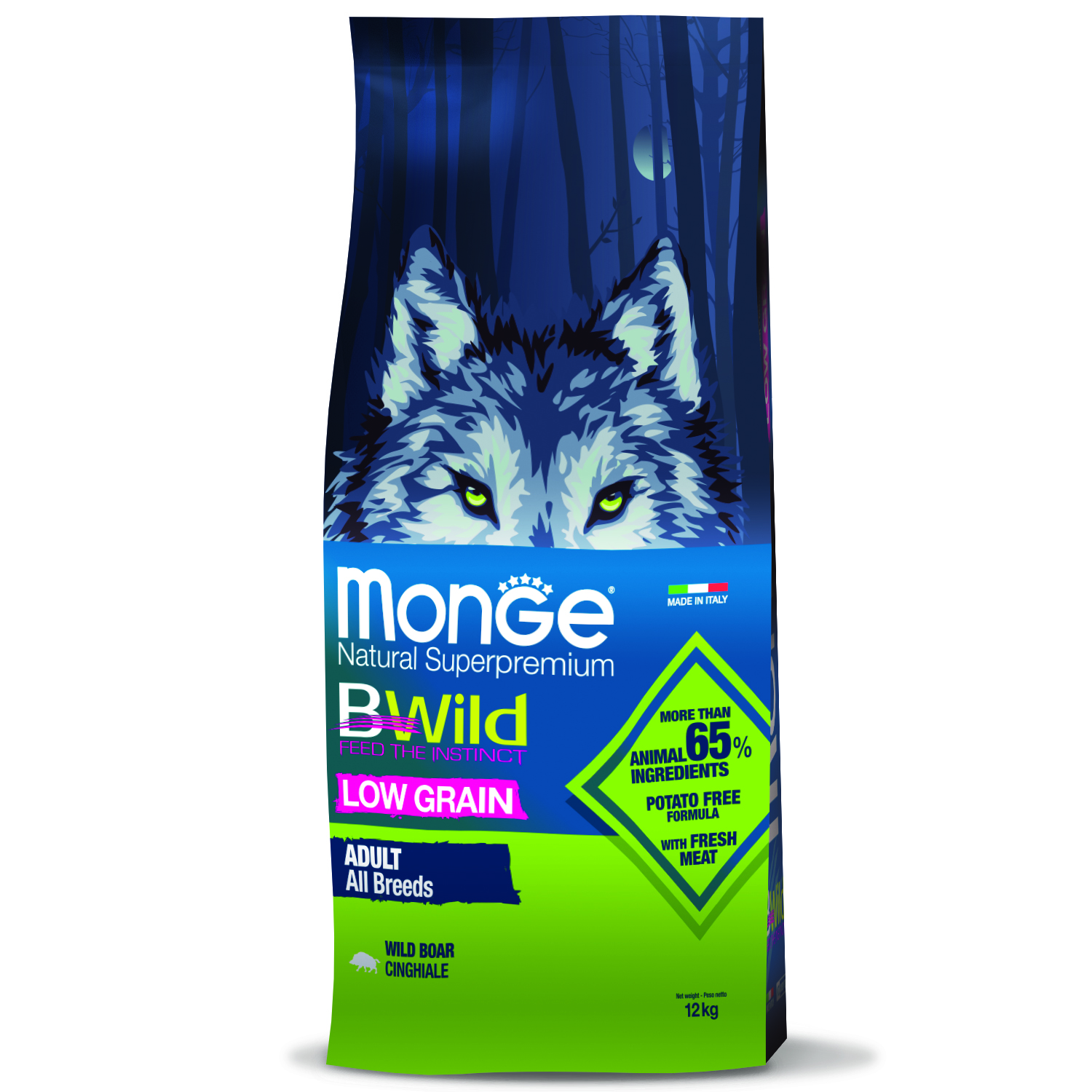 Monge BWild LOW GRAIN сухой для взрослых собак, из мяса дикого кабана 12 кг фото, цены, купить