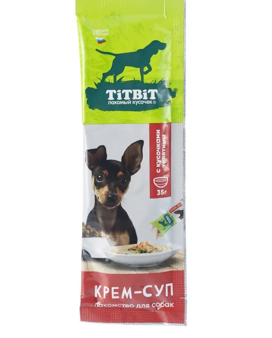 TiTBiT  Крем-суп с кусочками телятины для собак 35г  фото, цены, купить
