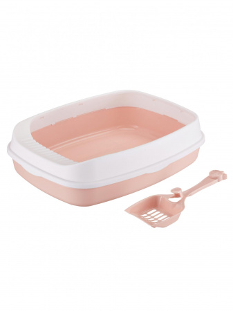 Туалет  с бортиком Pet-it 46*34*12см + Совок Розовый фото, цены, купить