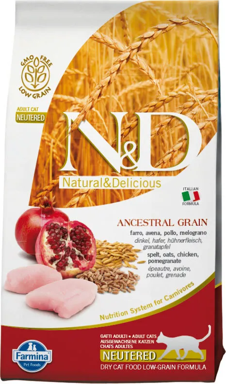 Farmina N&D LowGrain Neutered Chicken&Pomegranate для кастр. стерил. курица, гранат для кошек 1,5кг фото, цены, купить