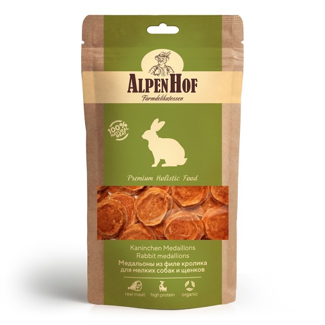 AlpenHof Медальоны из филе кролика для мелких собак и щенков 50г  фото, цены, купить