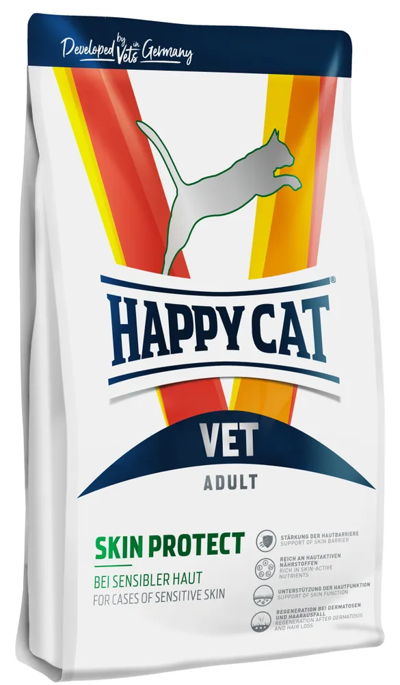 Happy Cat VET Diet Skin Protect при раздражении кожи и чрезмерной линьки у кошек 1кг фото, цены, купить