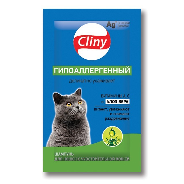 Cliny Гипоаллергенный 10мл шампунь для кошек фото, цены, купить