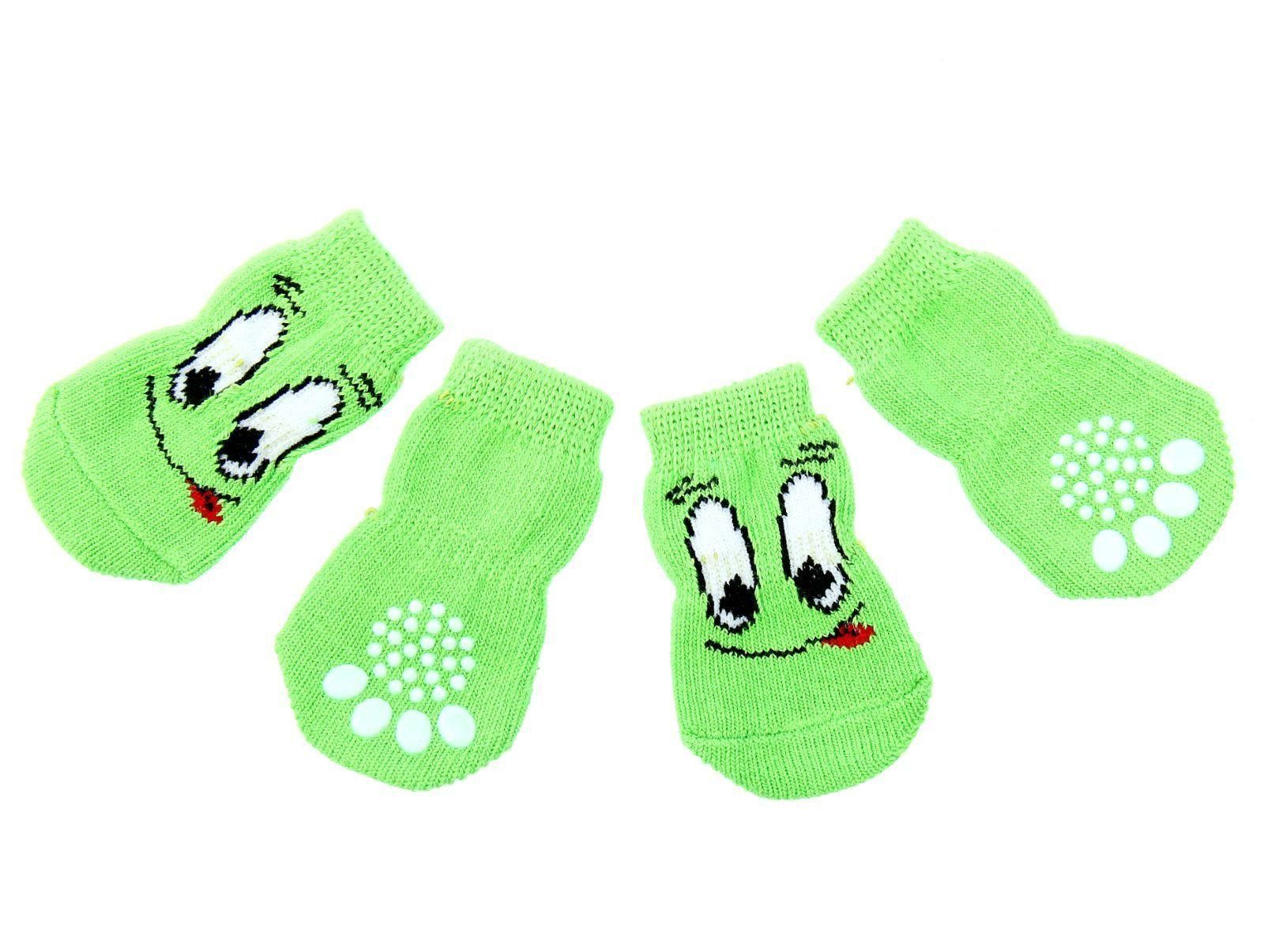 Носки нескользящие "Улыбка" набор 4 шт, зеленые  фото, цены, купить