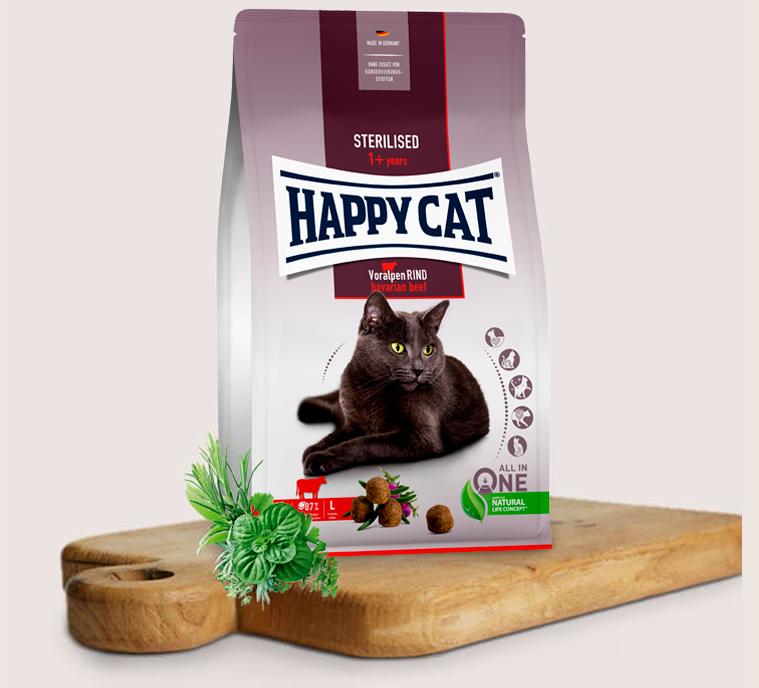 Happy Cat ADULT Sterilised Voralpen-Rind Альпийская говядина,кастрированные/Стерилизованные 10кг фото, цены, купить