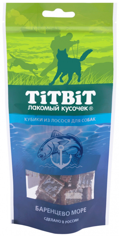TiTBiT Кубики из Лосося для собак 80г  фото TiTBiT Кубики из Лосося для собак 80г  фото, цены, купить