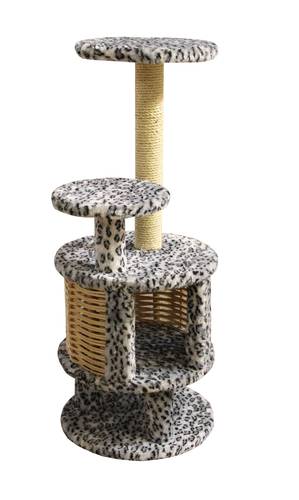 Пушок когтеточка домик круглый с плетеными стенами (обычный мех) для кошек