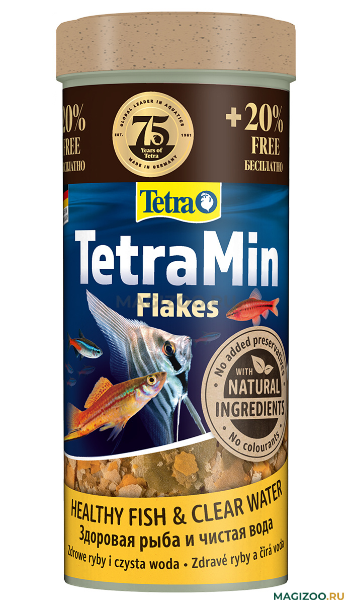 Tetra корм MIN (хлопья) 300мл для всех видов аквариумных  рыб (250мл +20%)  фото, цены, купить
