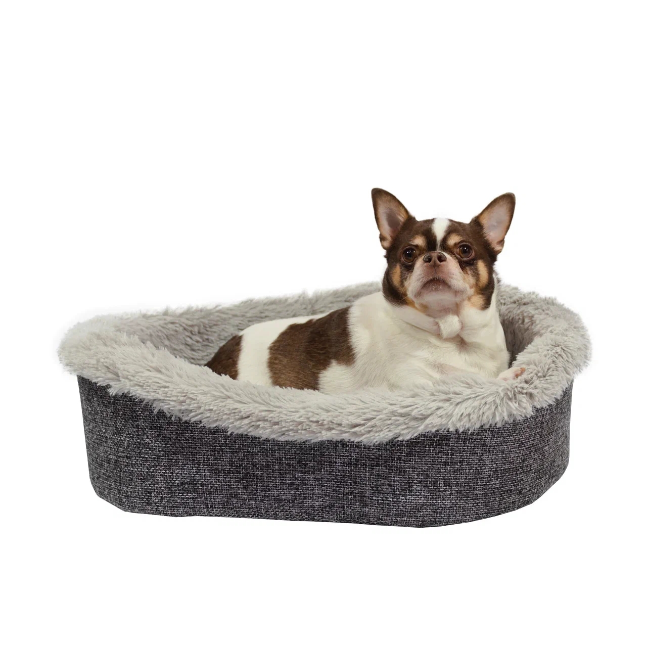 Лежак овальный серая №1 мех. ткань рогожка фото, цены, купить