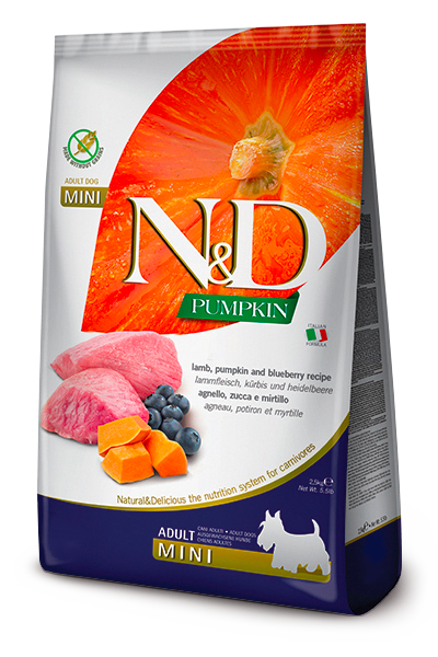 Farmina N&D ADULT MINI PUMPKIN Lamb&Blueberry ягненок, черника, тыква для собак мини пород 2,5кг  фото, цены, купить