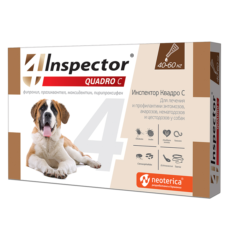 Inspector QUADRO (Инспектор Квадро) 1пип* мл 40-60кг для собак на холку фото, цены, купить