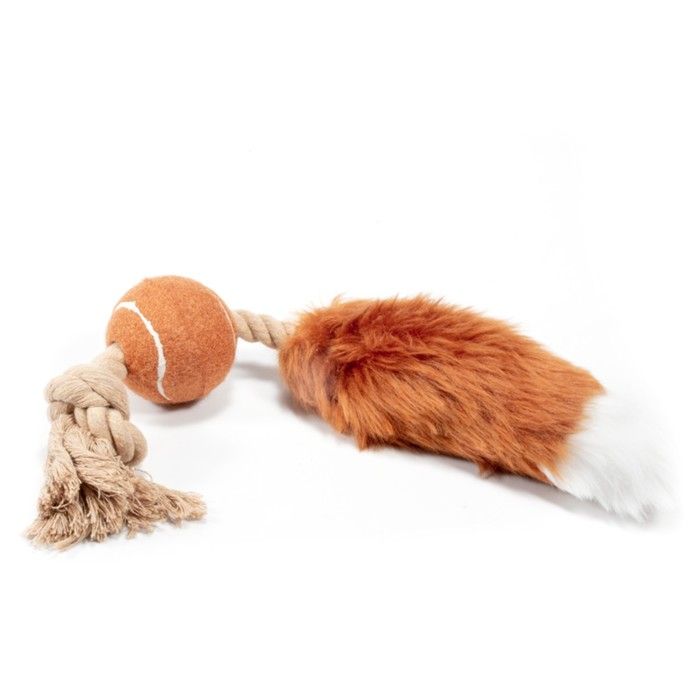 Игрушка для собак Мячик с лисьим хвостом и пищалкой CATCH&FETCH 40см фото, цены, купить