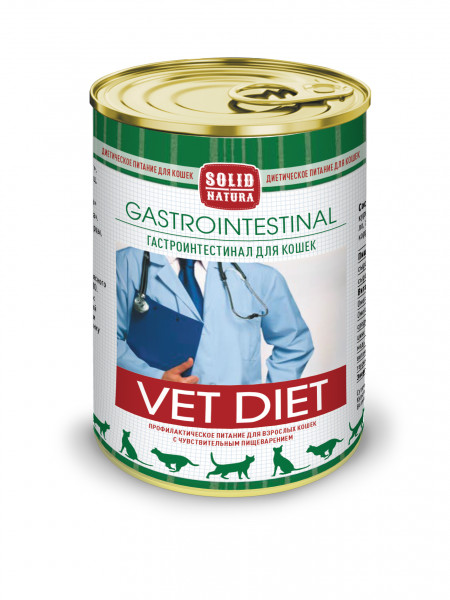Solid Natura VET Gastrointestinal консервы для кошек с чувствительным пищеварением 340г фото, цены, купить