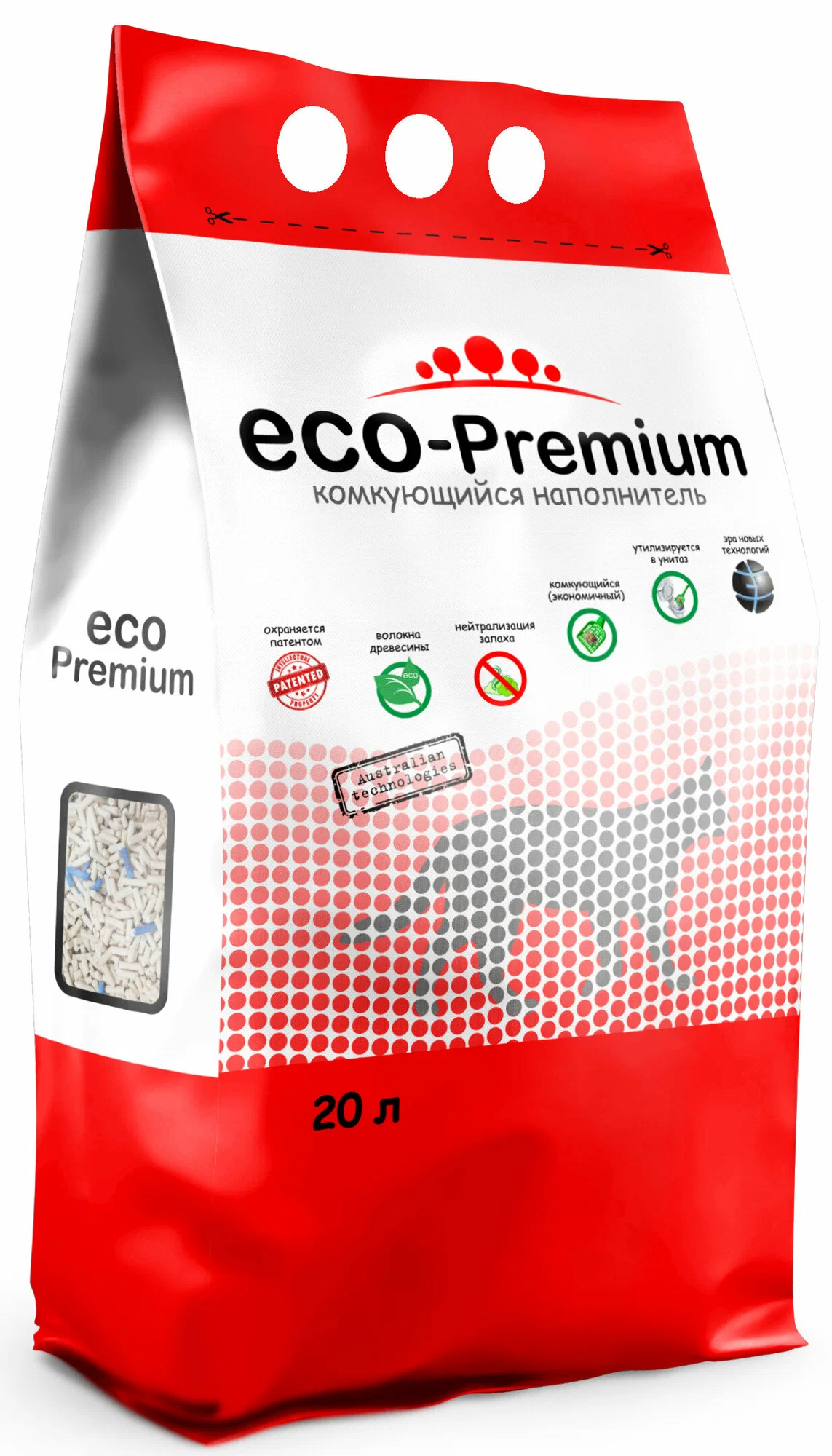 Наполнитель ECO Premium BLUE комкующийся 20л-7,6кг фото, цены, купить