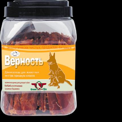 Лакомства Green Qzin ВЕРНОСТЬ Юниор мягкое сушеное мясо ягнёнка 750г (банка) фото, цены, купить