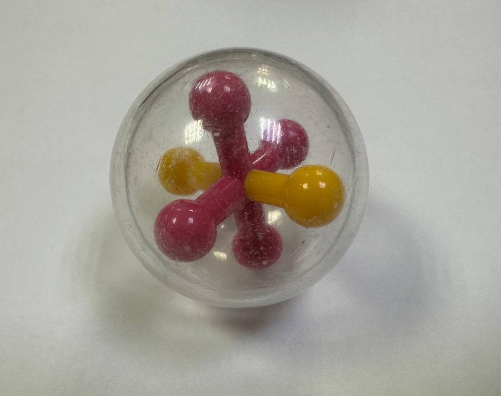 Мяч-погремушка "ромбики" прозрачный, 4см фото, цены, купить
