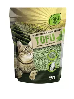 Наполнитель ЗВЕРЬЁ МОЁ TOFU 4,9кг- 9л  комкующийся "Зеленый чай" фото, цены, купить