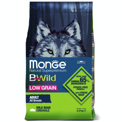 Monge BWild LOW GRAIN сухой для взрослых собак, из мяса дикого кабана 2,5 кг фото, цены, купить