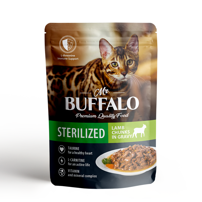 Mr.Buffalo пауч для стерилизованных кошек STERILIZED Соус Ягнёнок 85г фото, цены, купить