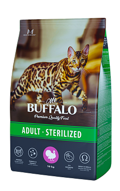 Mr.Buffalo STERILIZED с индейкой для стерилизованных кошек 10кг  фото, цены, купить