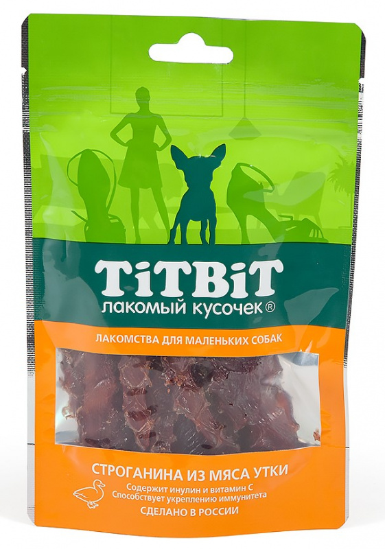 TiTBiT Строганина из Мяса Утки для маленьких собак 50г фото, цены, купить