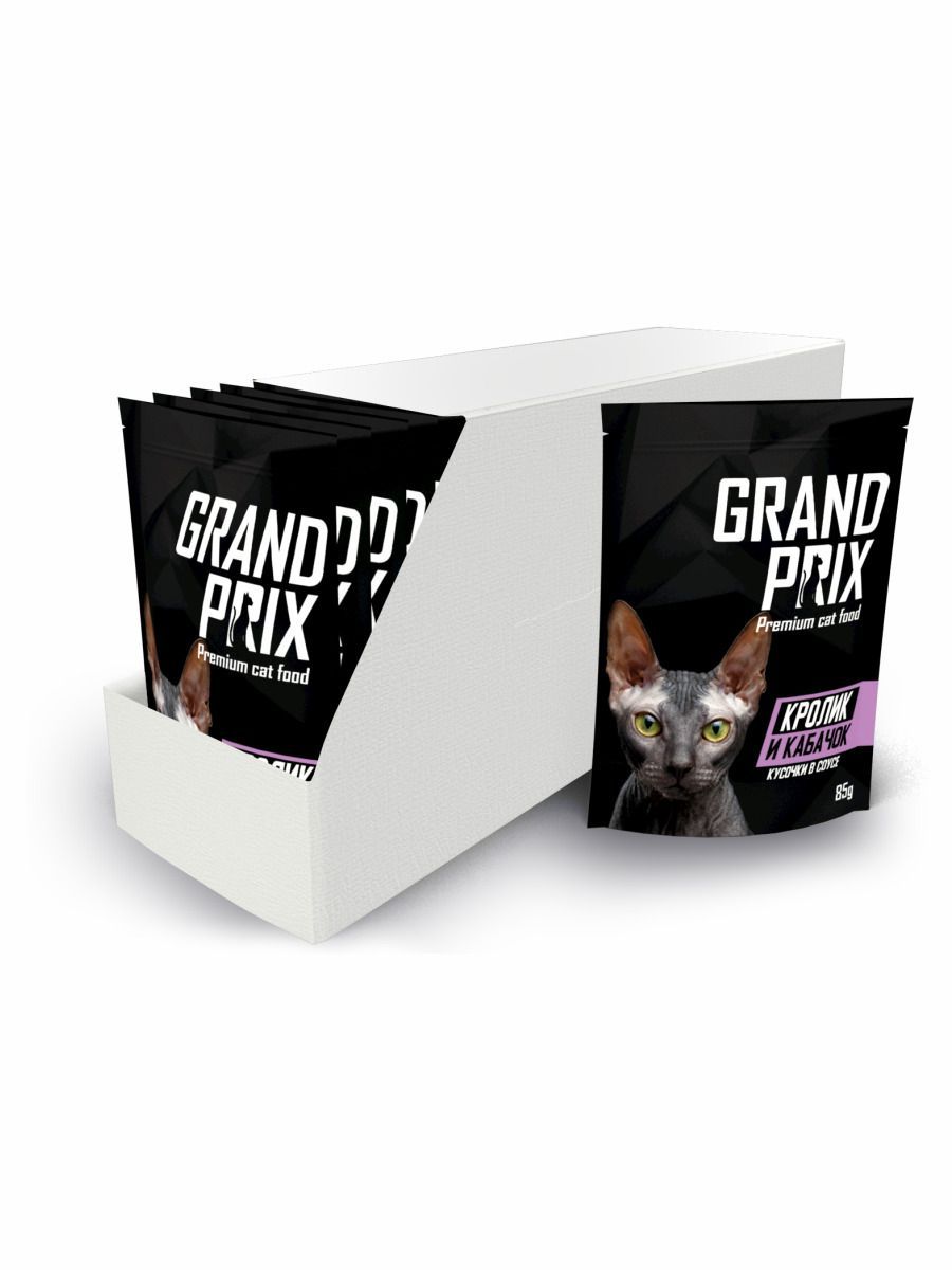 GRAND PRIX Пауч Кусочки в соусе кролики кабачок 85г фото, цены, купить