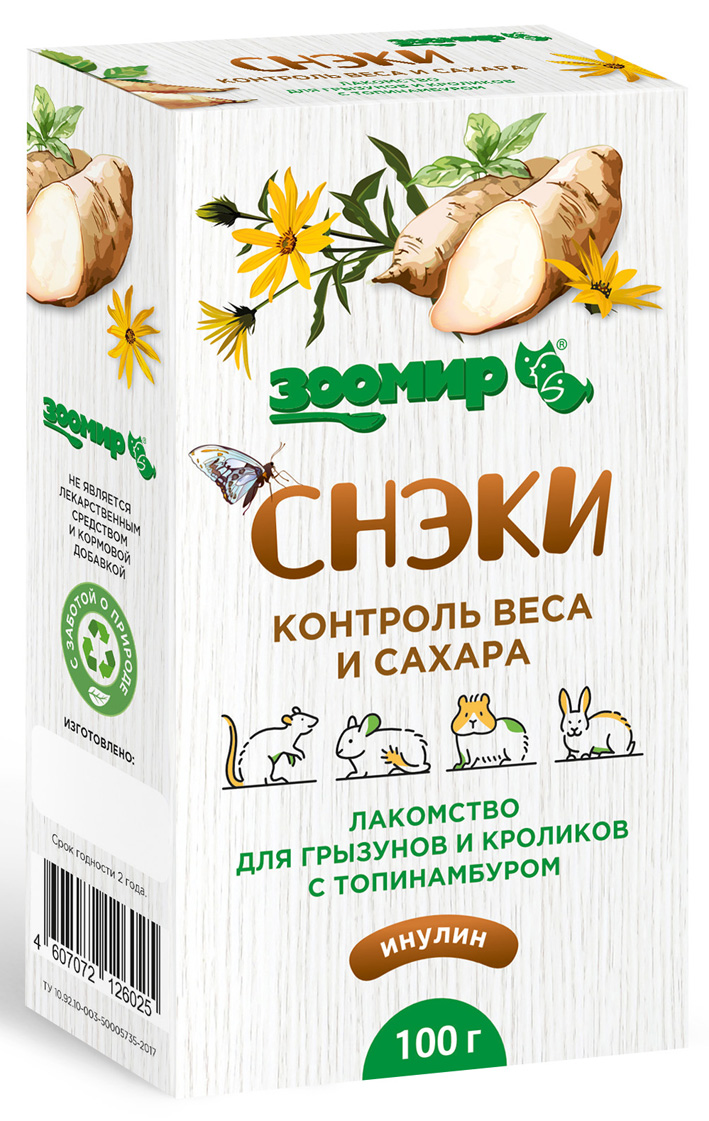 ЗООМИР "Снэки контроль веса и сахара" лакомство для грызунов и кроликов с топинамбуром 100г  фото