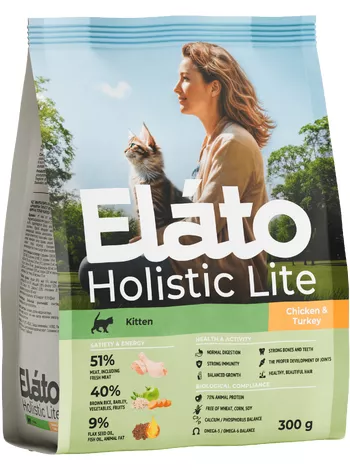 ELATO Holistic Lite для кошек беременных и кормящих с курицей и индейкой 300г фото, цены, купить