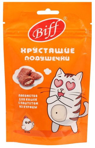 TiTBiT Biff Хрустящие Подушечки для кошек с Паштетом из Курицы 60г фото, цены, купить