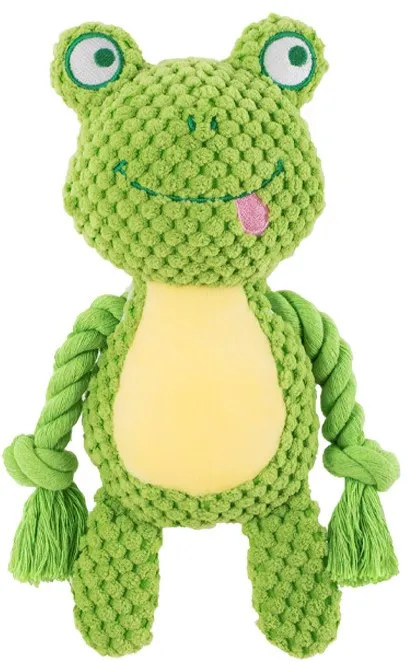 №1 Игрушка для собак Лягушонок зелёный с пищалкой и канатом, текстиль, 24*10*6см  фото, цены, купить