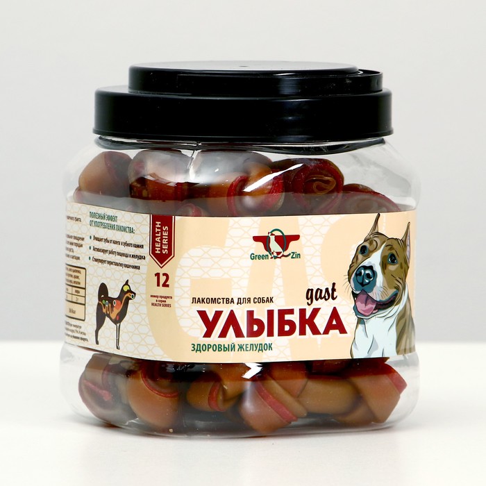 Green Qzin банка 800г УЛЫБКА GAST №12 Мясные жевательные палочки Здоровый желудок 32шт фото, цены, купить