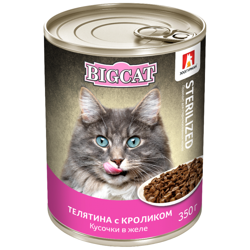 Зоогурман BIG CAT консервы для кошек телятина с кроликом желе 350г фото, цены, купить