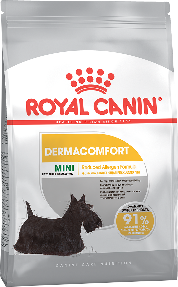 Royal Canin Mini Dermacomfort для собак мелких пород с чувствительной кожей и шерстью фото, цены, купить