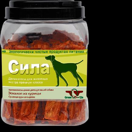 Лакомства Green Qzin СИЛА Сушеная куриная вырезка 750г (банка) фото, цены, купить