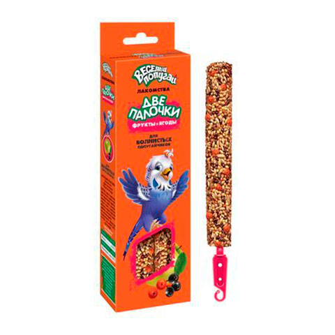 ВЕСЕЛЫЙ ПОПУГАЙ  - Палочки Фрукты и Ягоды для волнистых попугаев 2шт*35г фото, цены, купить
