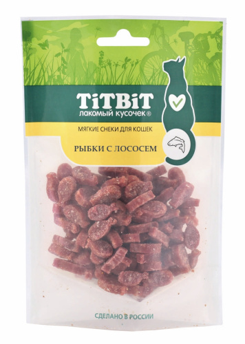 TiTBiT Мягкие снеки Рыбки с Лососем для кошек 50г фото, цены, купить