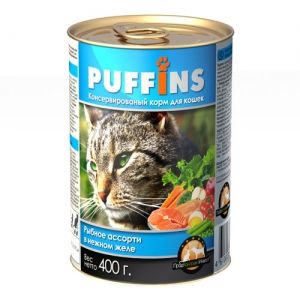 Puffins консервы 400гр рыбное ассорти в желе для кошек  фото, цены, купить