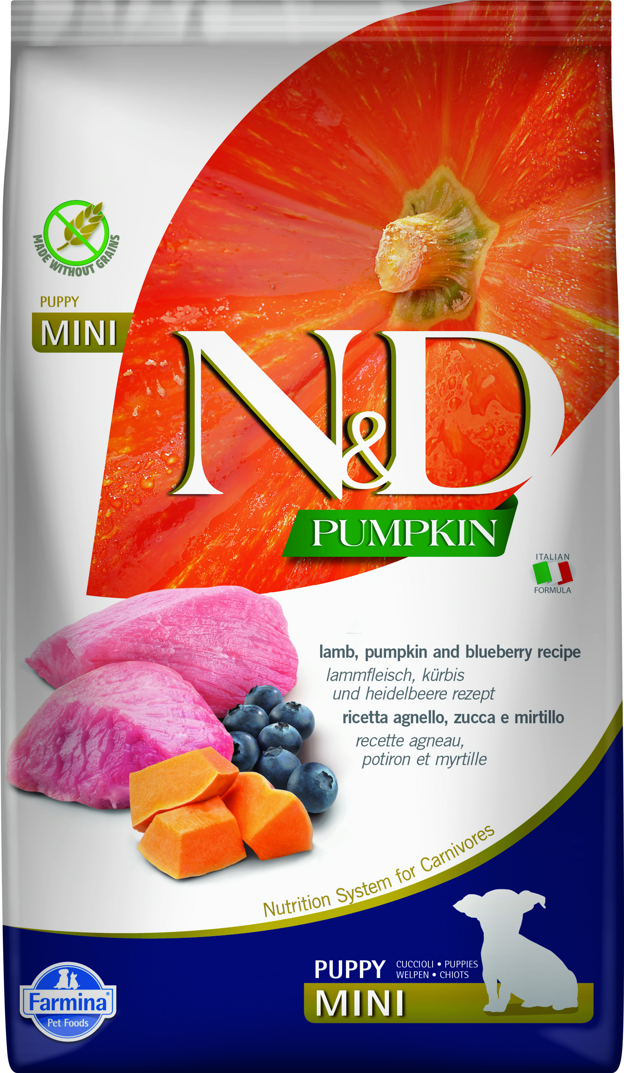 Farmina N&D PUPPY MINI Lamb&Blueberry PUMPKIN ягненок, черника, тыква, для щенков мини пород 800г фото, цены, купить