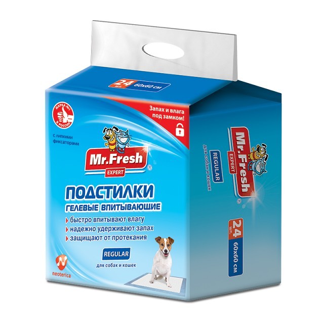 Подстилки-пеленки Mr.Fresh Expert  Regular, для кошек и собак, 60 см*60 см (24 шт.) фото, цены, купить