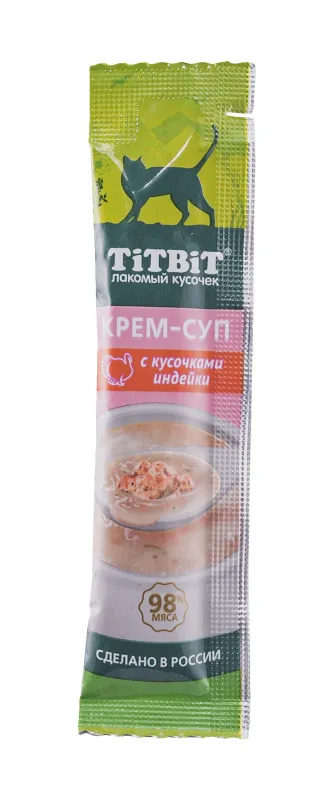 TiTBiT кош Крем-суп с кусочками индейки 16шт по 10г фото, цены, купить