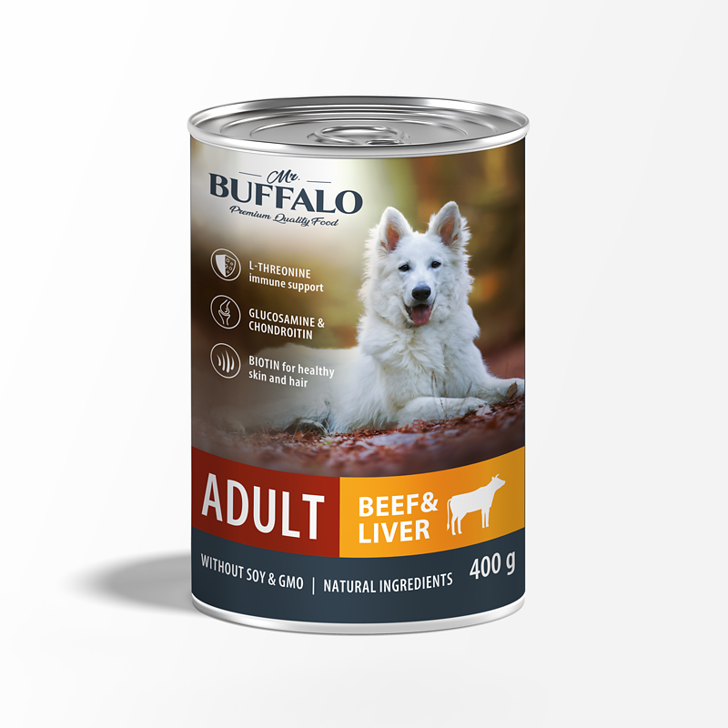 Mr.Buffalo консервы для  собак  Говядина/Печень 400г фото, цены, купить