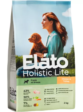 ELATO Holistic Lite для щенков с курицей и индейкой 2кг фото, цены, купить